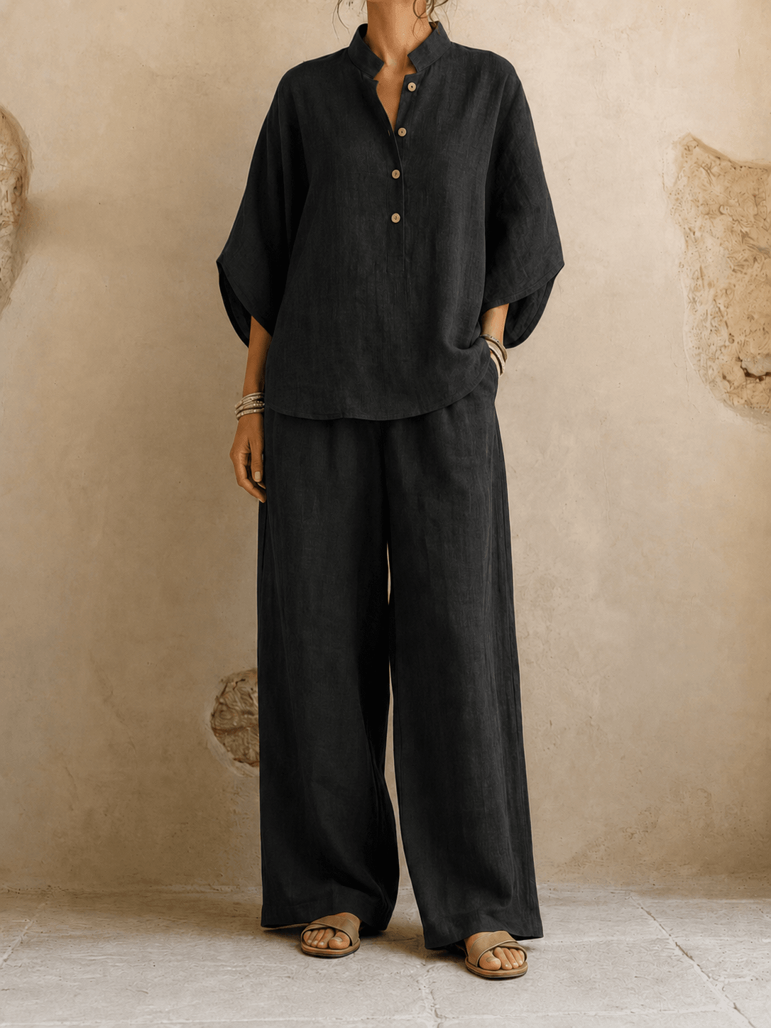 Carmen – Batwing Blouse and Wide-Leg Pants Set