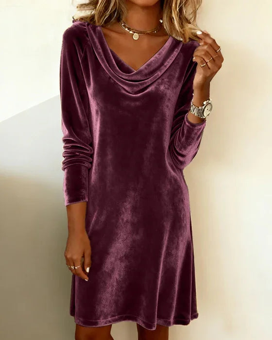 Soffie - Elegant Velvet Hoodie Dress