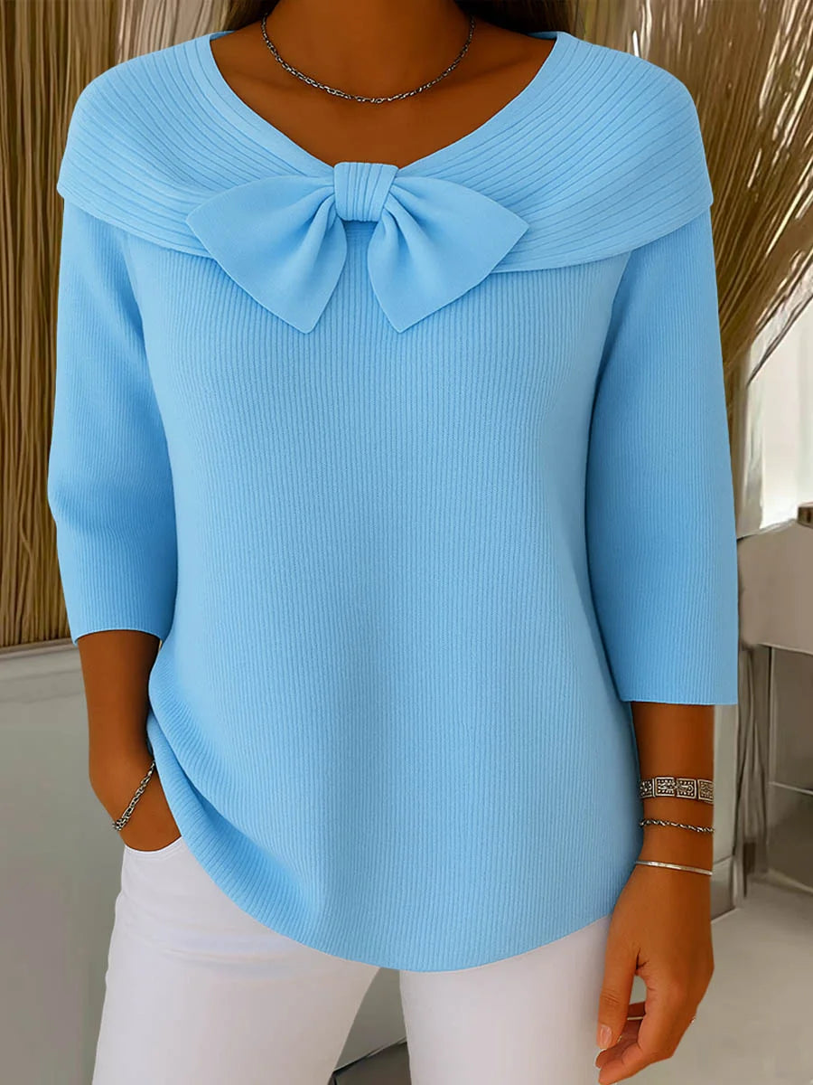 Elaira – Soft Knit Sweater with Bow Detail