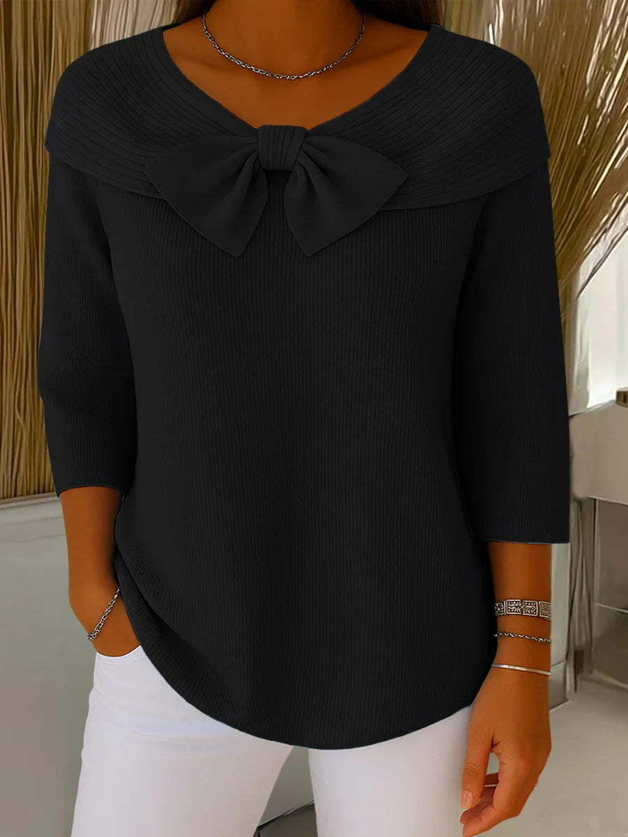 Elaira – Soft Knit Sweater with Bow Detail