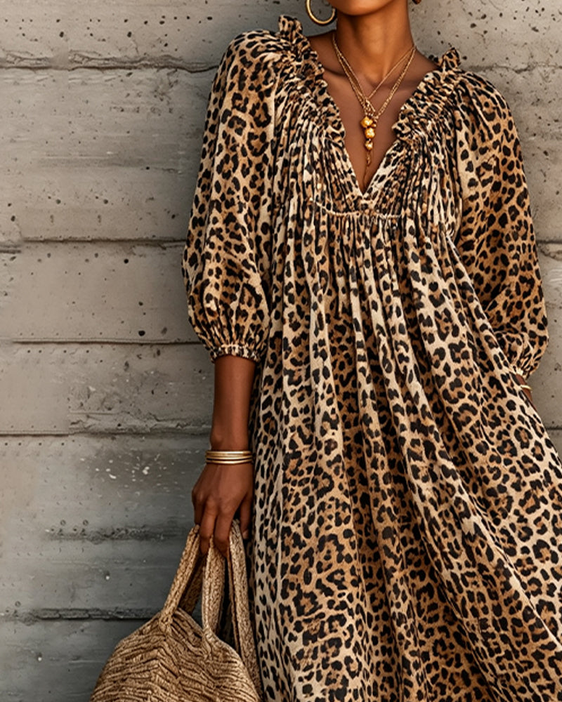 Selena - Leopard Print Maxi Dress