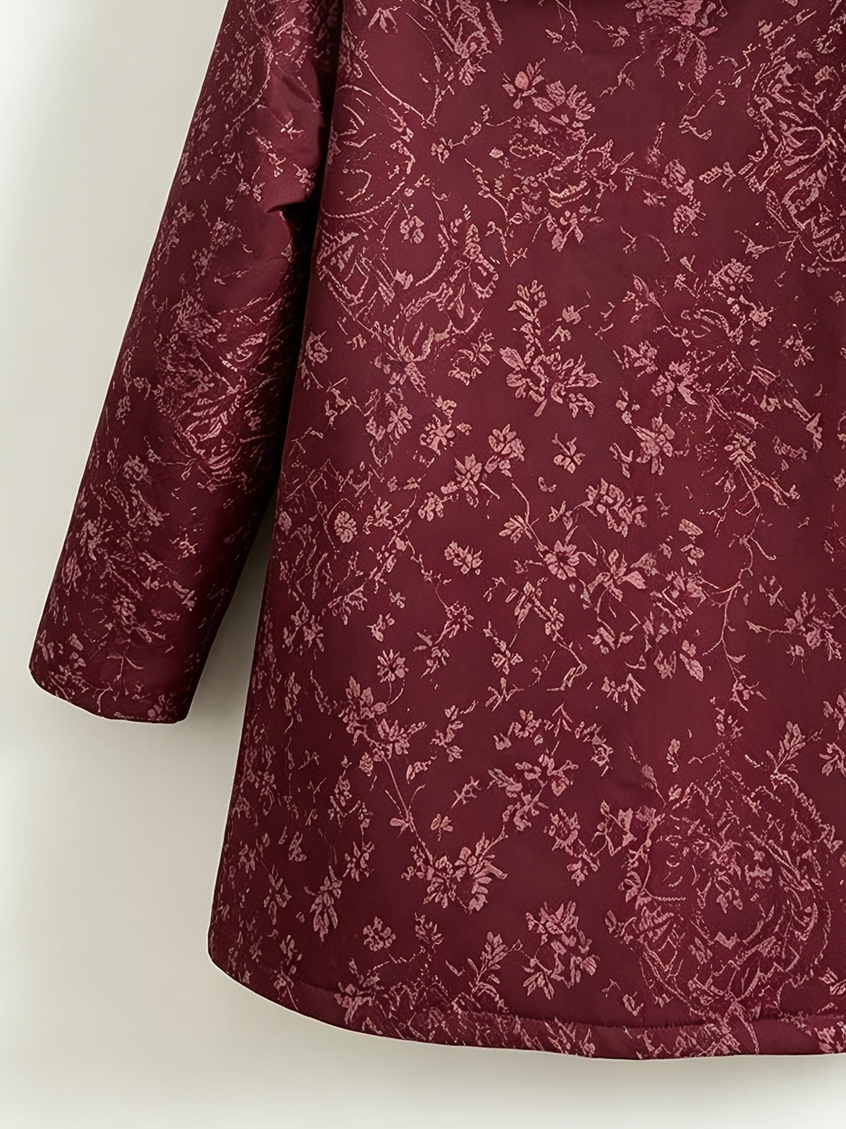 Nina – Fleece-Lined Floral Hooded Coat