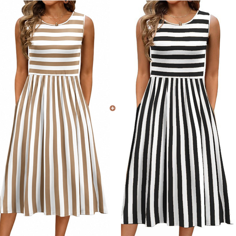 Donna – Striped Sleeveless Midi Dress
