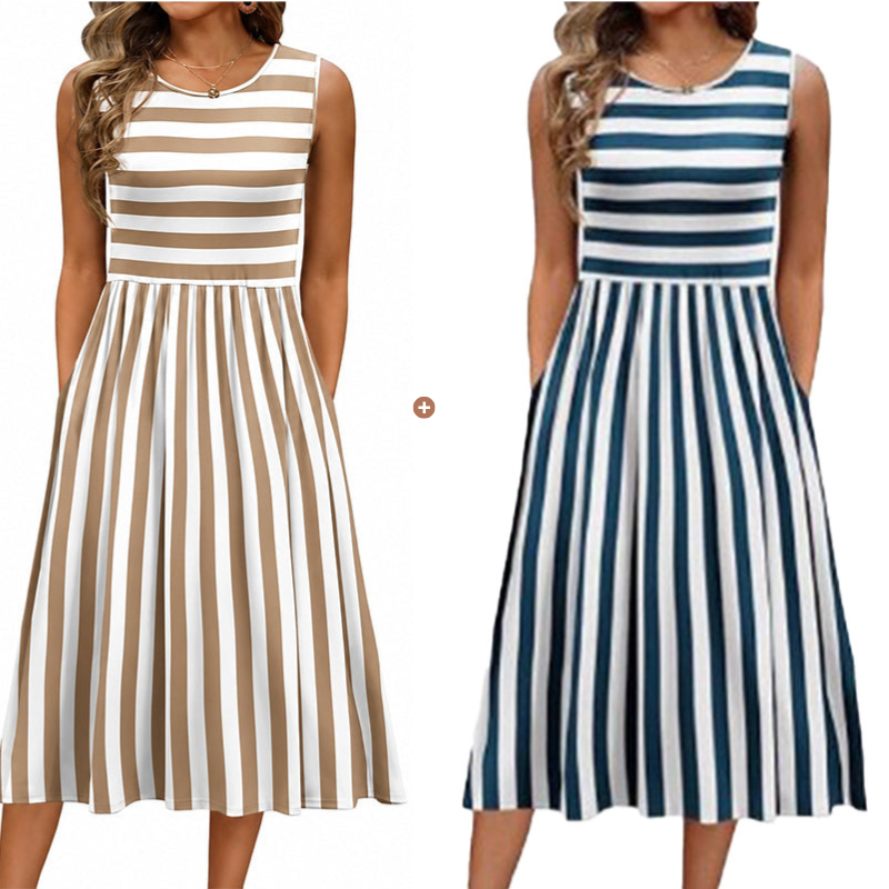 Donna – Striped Sleeveless Midi Dress