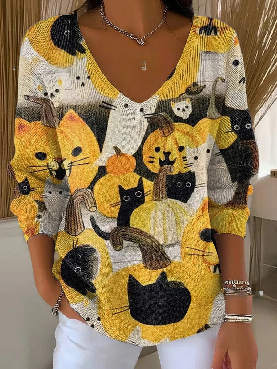 Katerine – Knitted Sweater with V-Neck