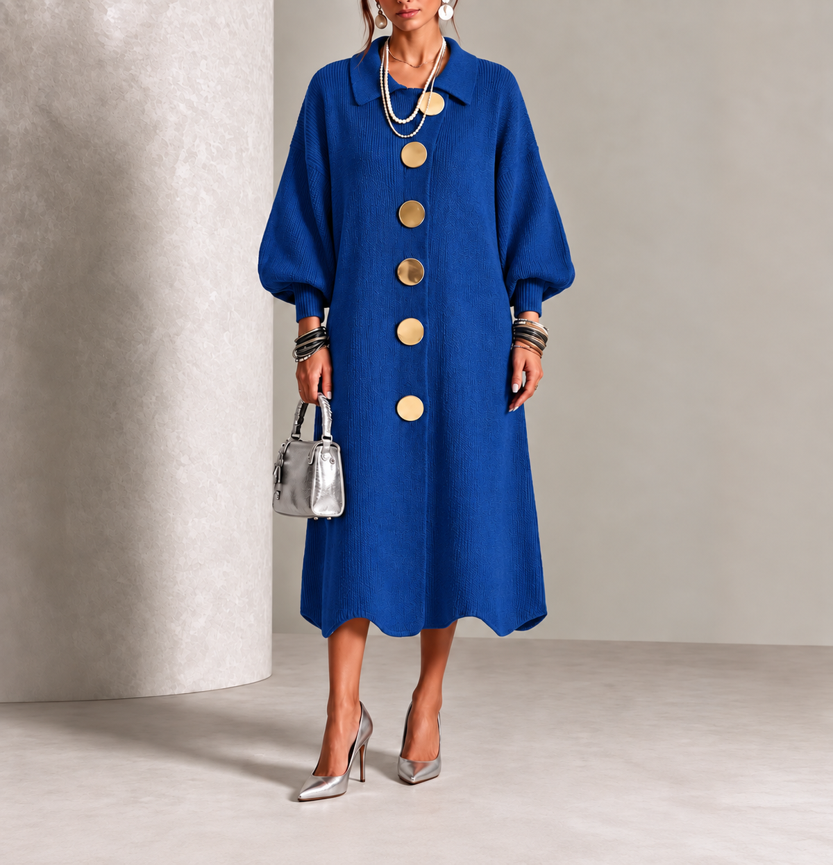Morgan - Elegant Button Knit Dress