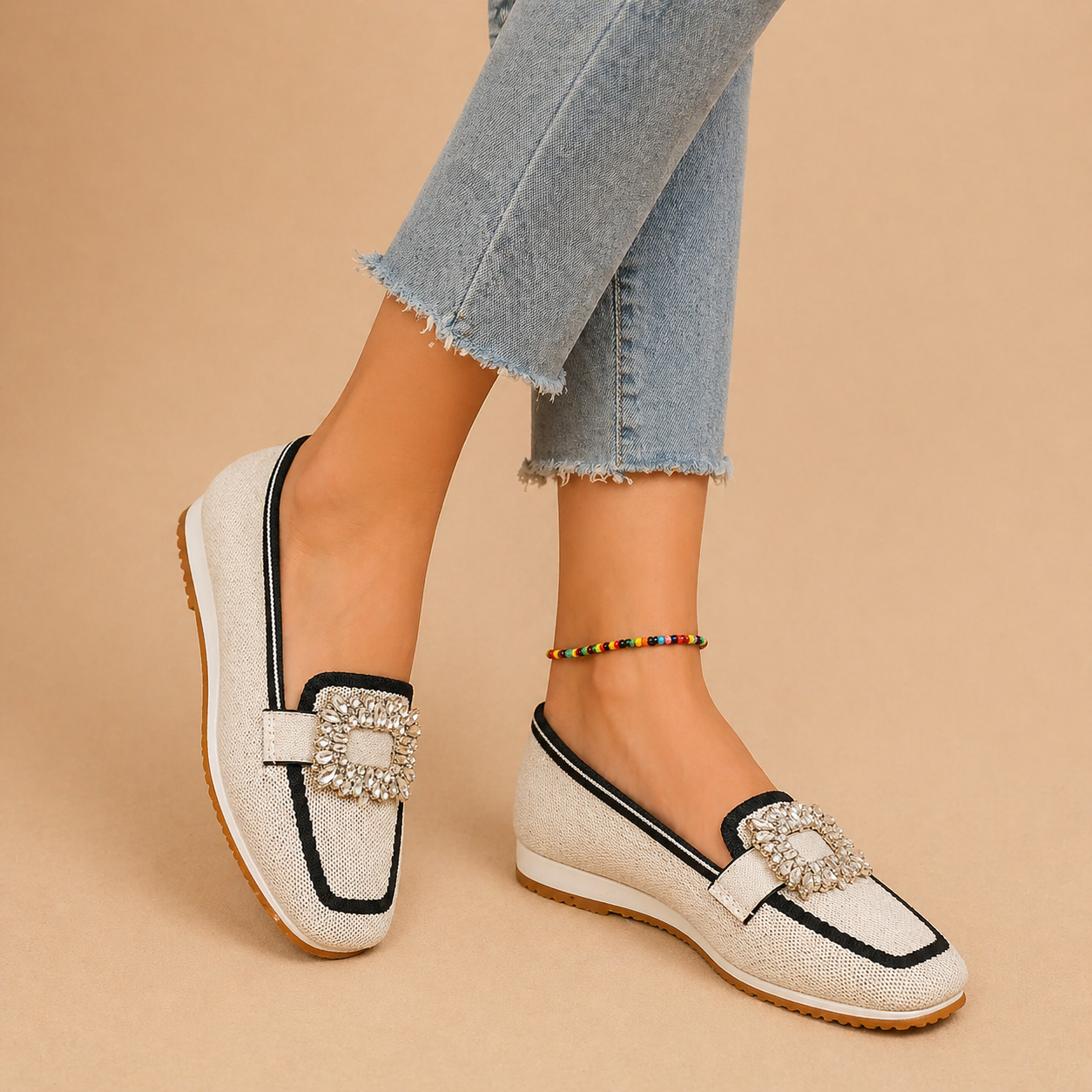 Elizabeth - Crystal Buckle Loafers
