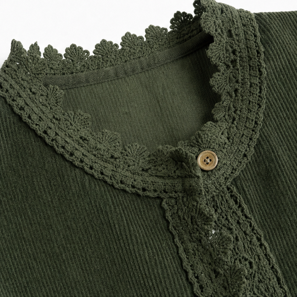 Eliza – Lace-Trim Corduroy Jacket