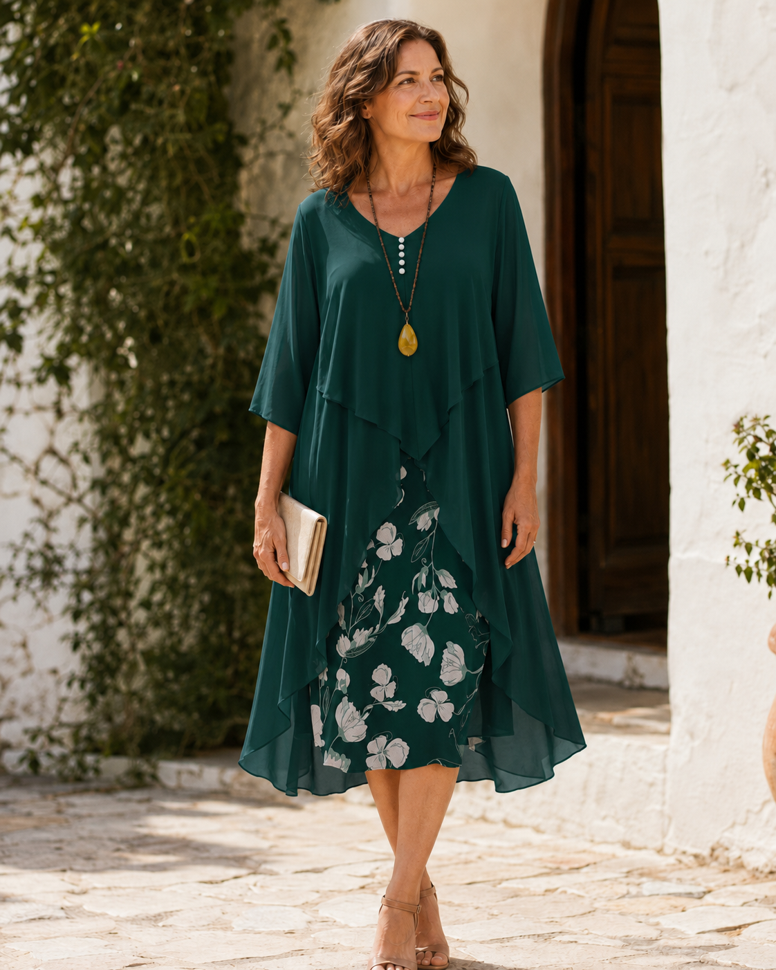 Mariel - Elegant Two-Piece Chiffon Maxi Dress