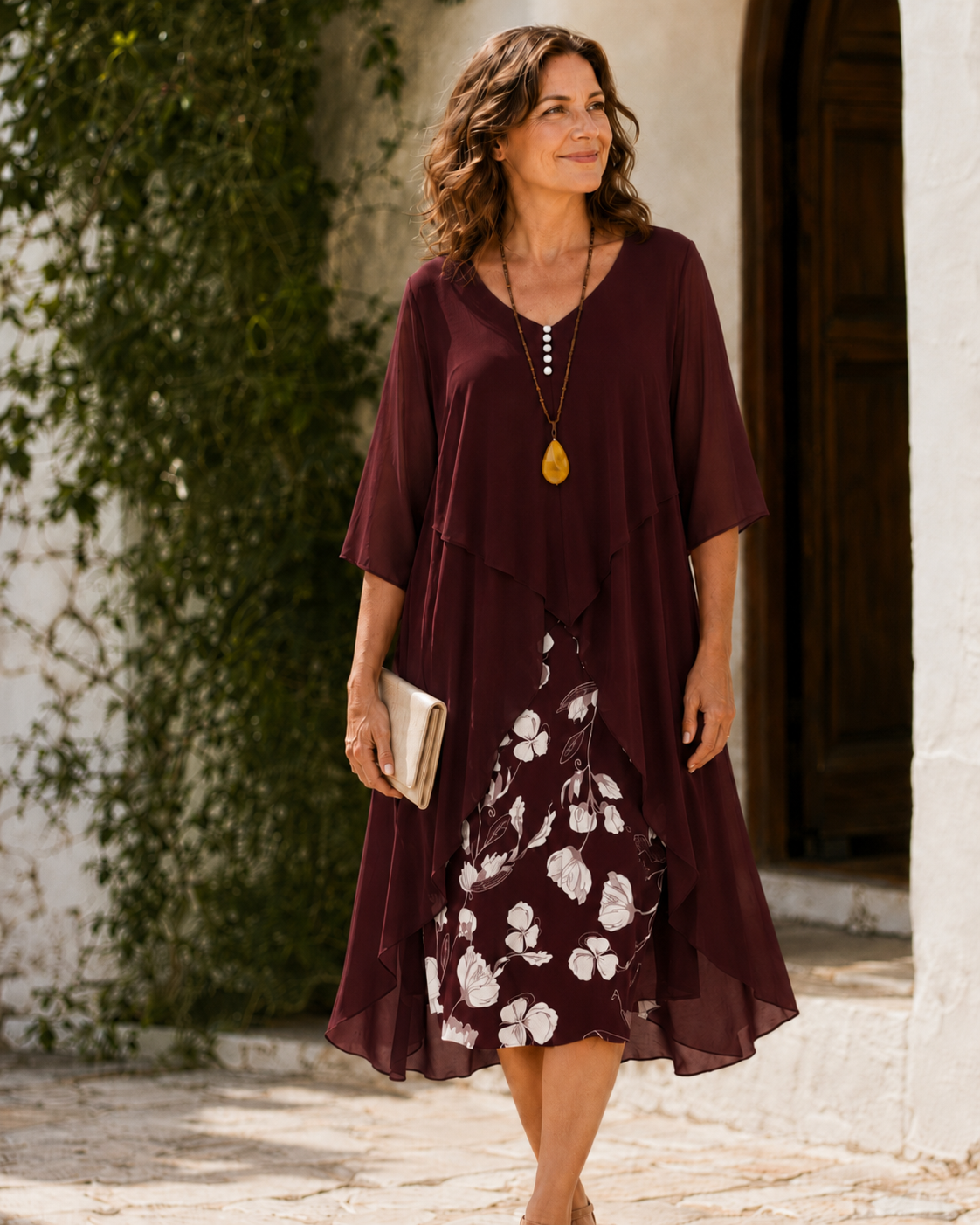 Mariel - Elegant Two-Piece Chiffon Maxi Dress