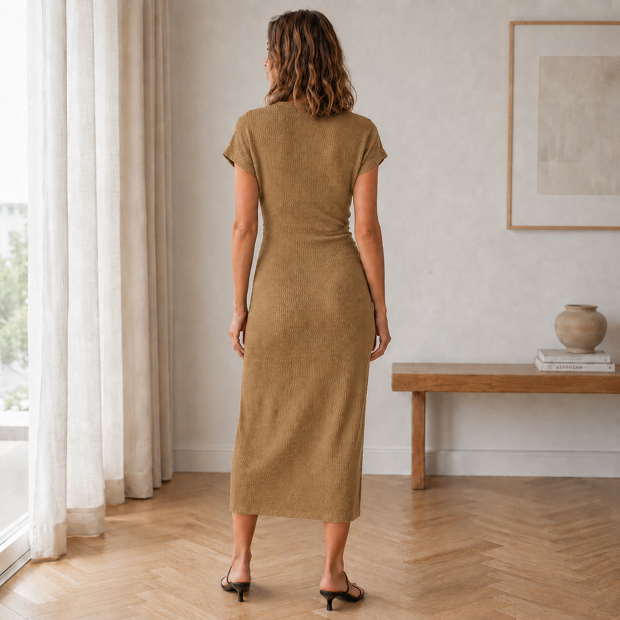 Pricila - Ribbed Knotted Midi Dress