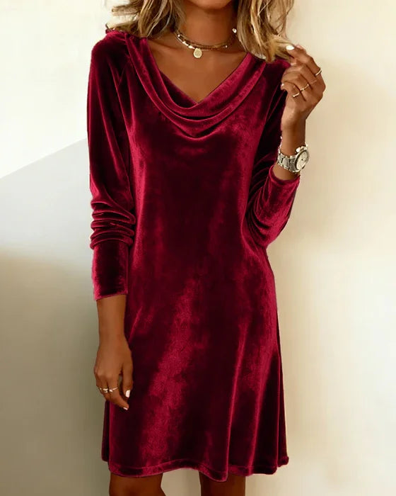 Soffie - Elegant Velvet Hoodie Dress