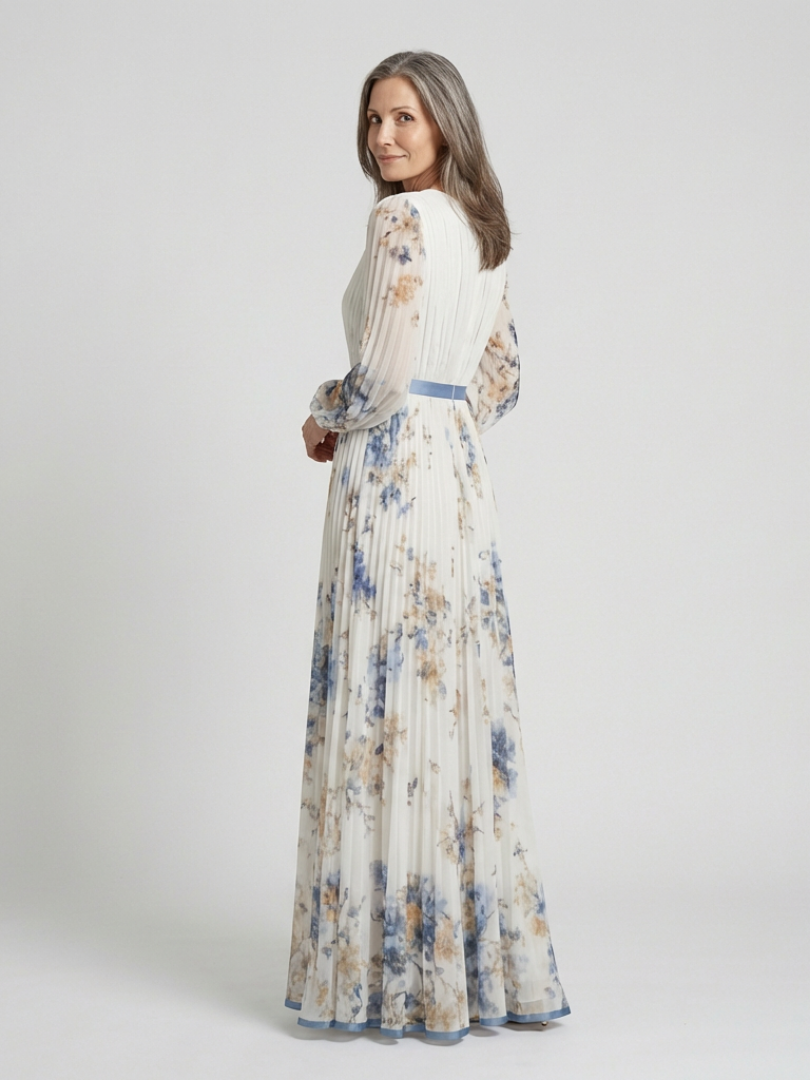 Lacey - Floral V-Neck Long Sleeve Maxi Dress