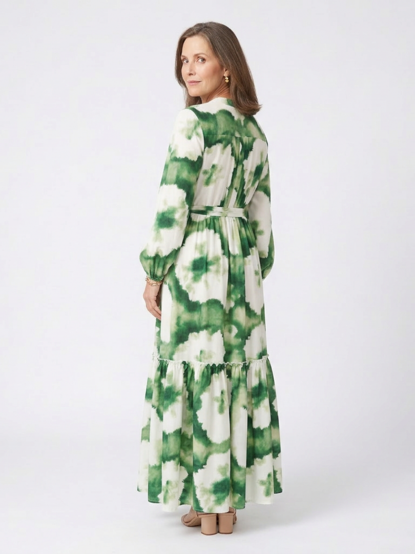 Bianca - Long Sleeve Waist-Knot Maxi Dress