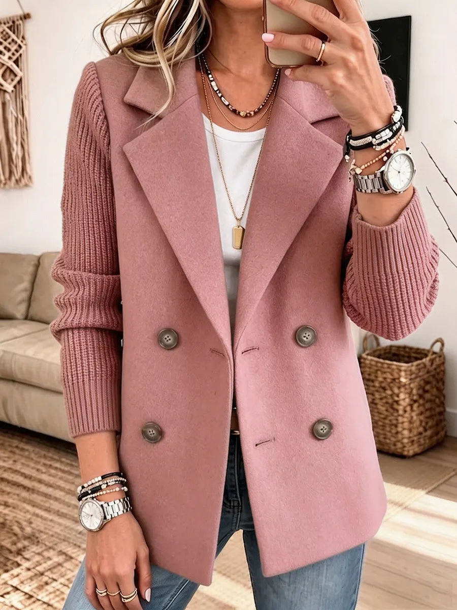 Samara - Textured Blazer with Knit Sleeves