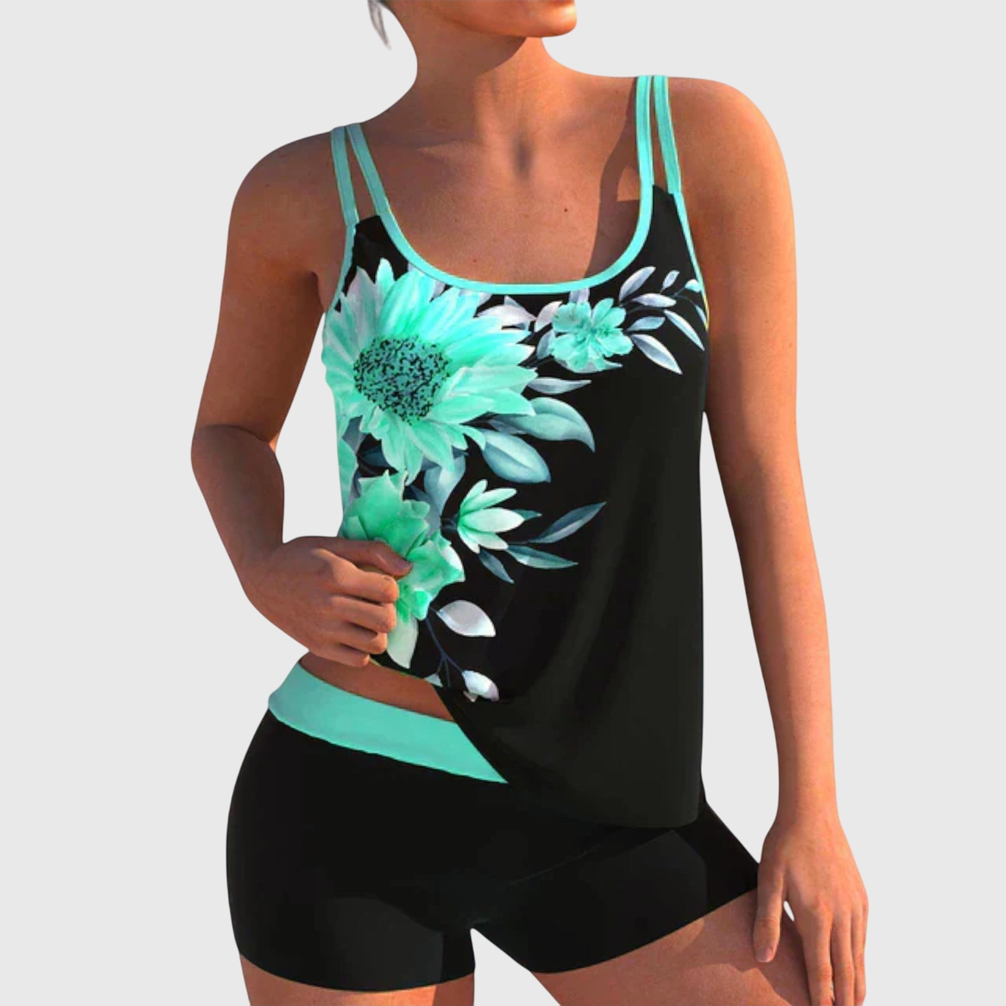 Flor – Floral Tankini with Shorts & Tummy-Flattening Effect