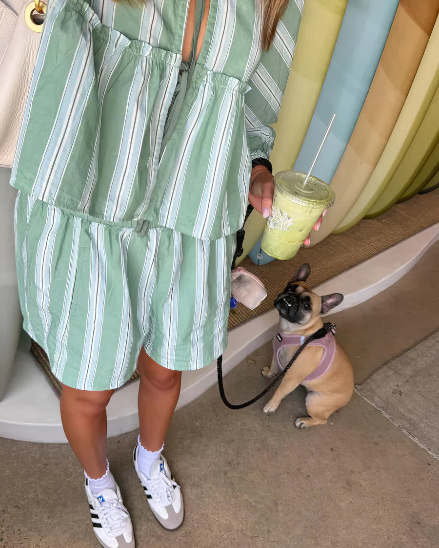 Arizza – Striped Summer Set with Puff Sleeve Top and Shorts Set