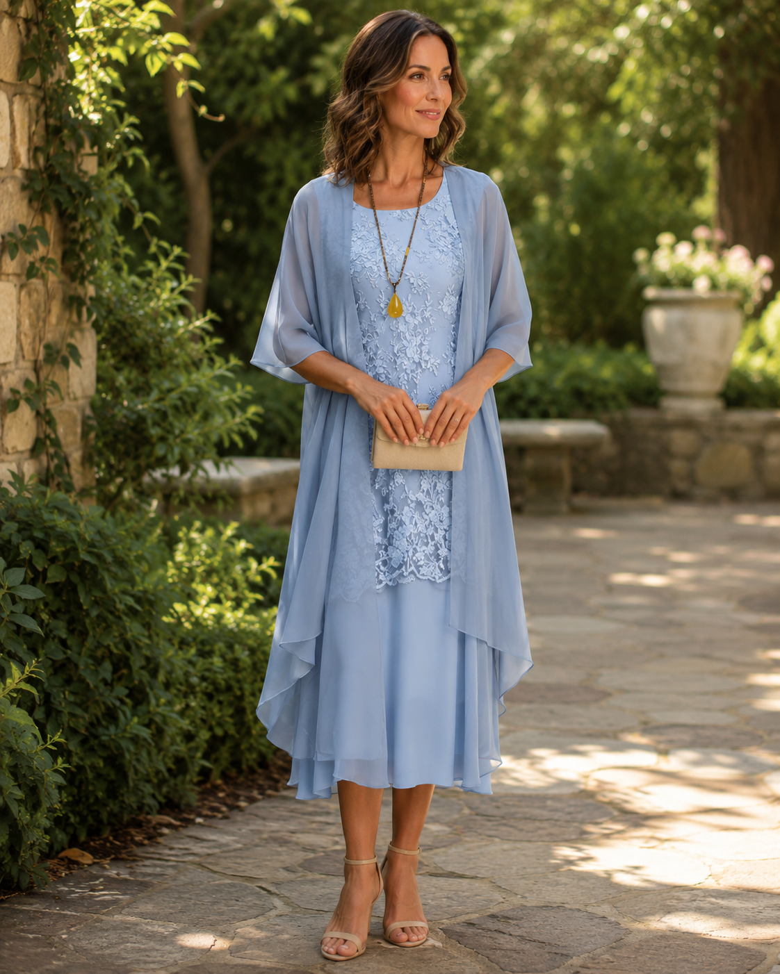 Lia - Elegant Two-Piece Chiffon Maxi Dress