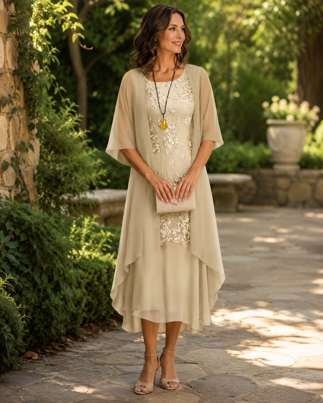 Lia - Elegant Two-Piece Chiffon Maxi Dress