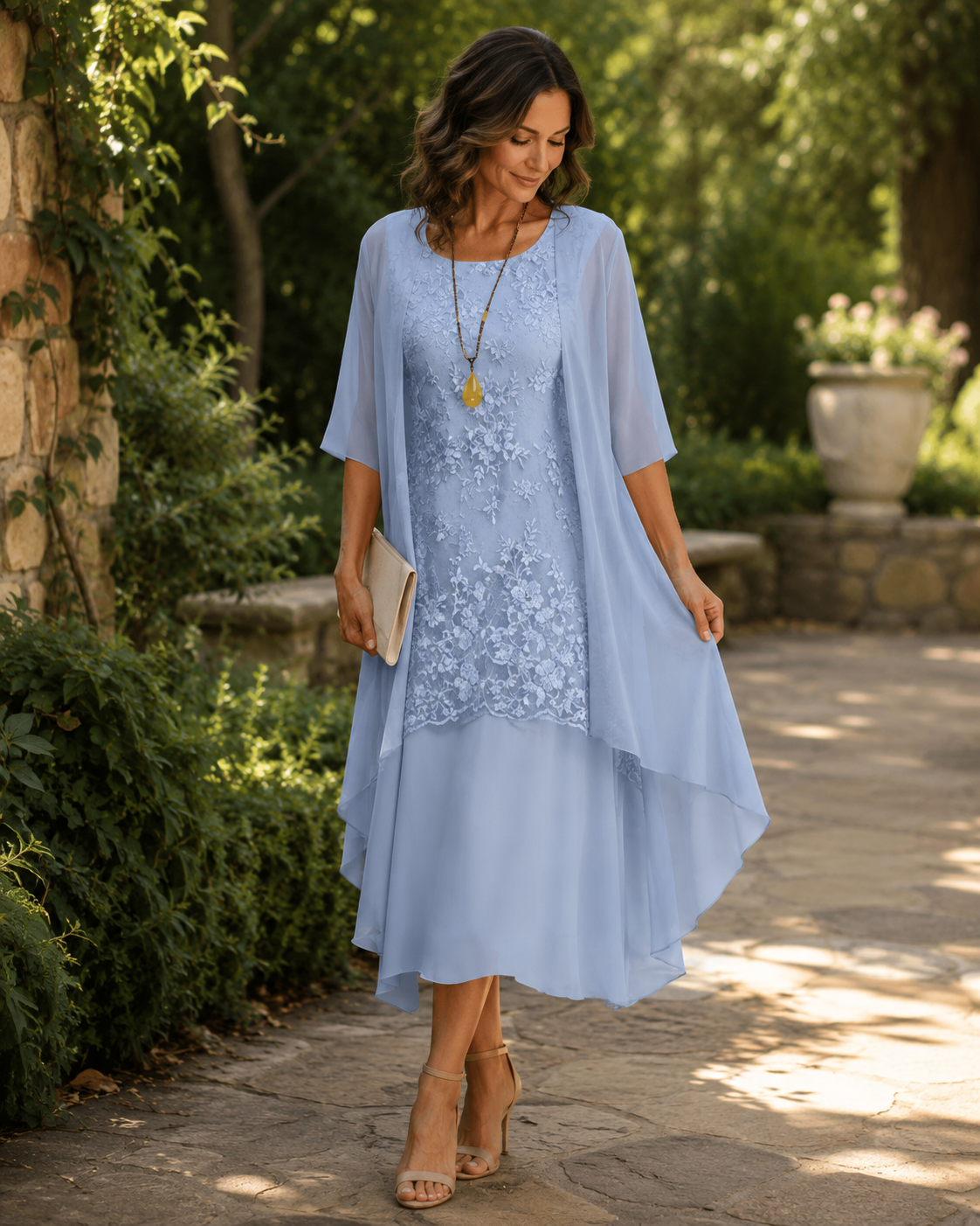Lia - Elegant Two-Piece Chiffon Maxi Dress