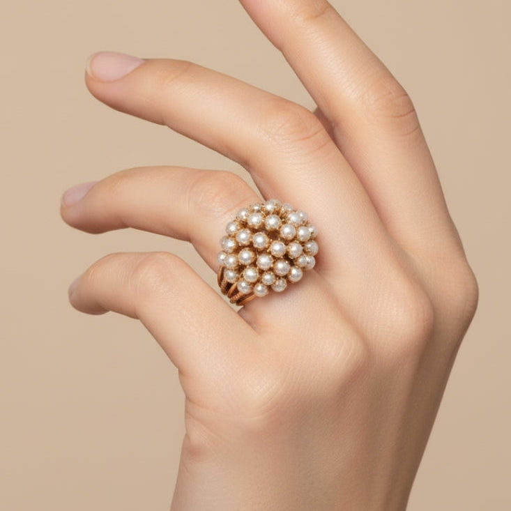 Quen - Elegant Pearl Inlay Gold Ring