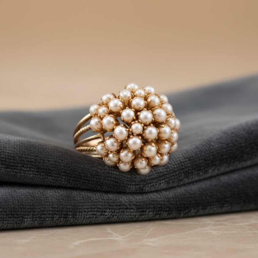 Quen - Elegant Pearl Inlay Gold Ring