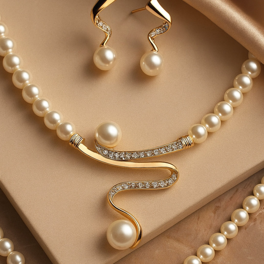 Elie - Elegant Natural Pearl Necklace Set