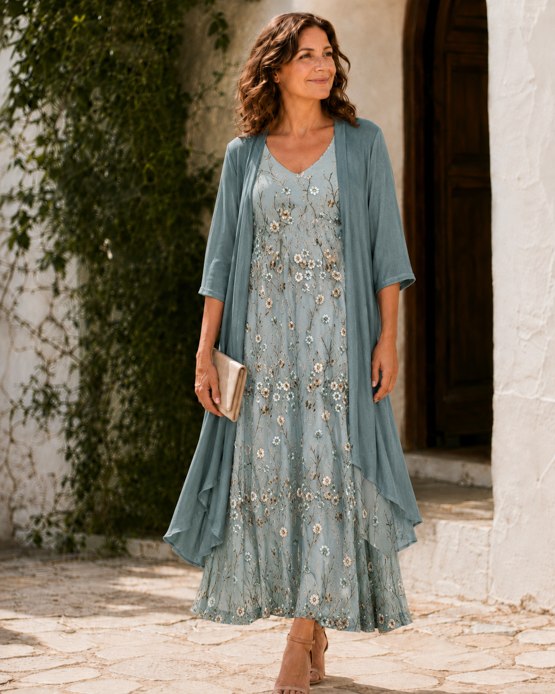 Jannie - Elegant Two-Piece Chiffon Maxi Dress