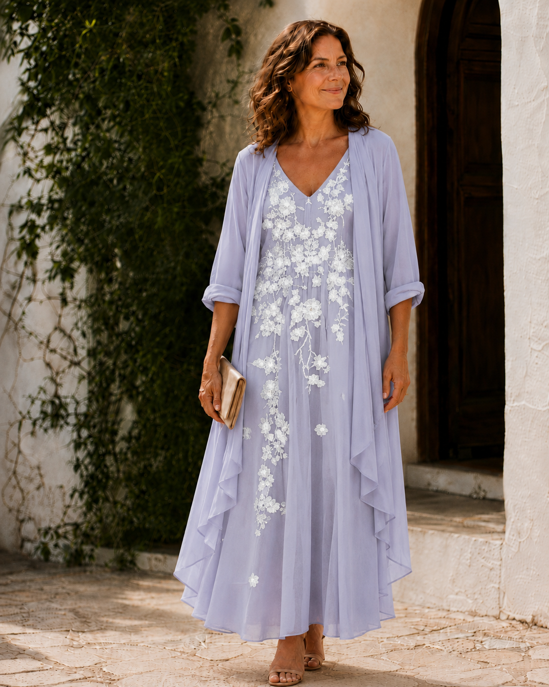 Jannie - Elegant Two-Piece Chiffon Maxi Dress