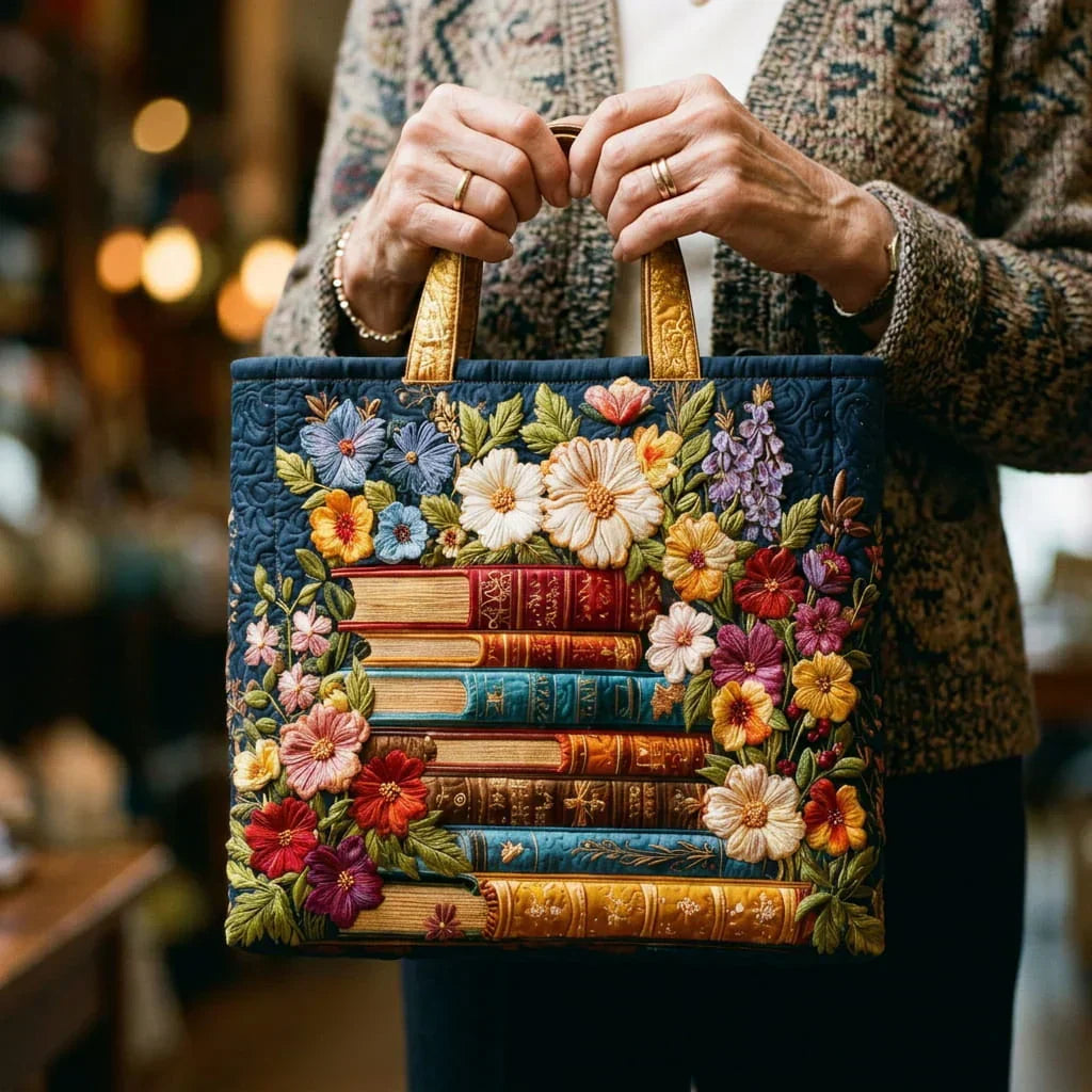 Millie – Floral Print and Books Handmade Tote Bag