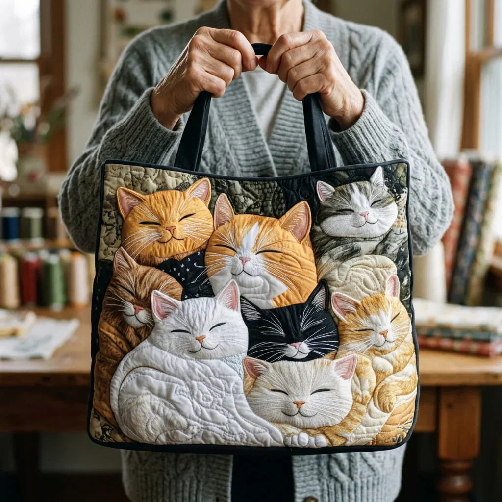 Ivy – Sleeping Kittens Handmade Quilted Tote Bag