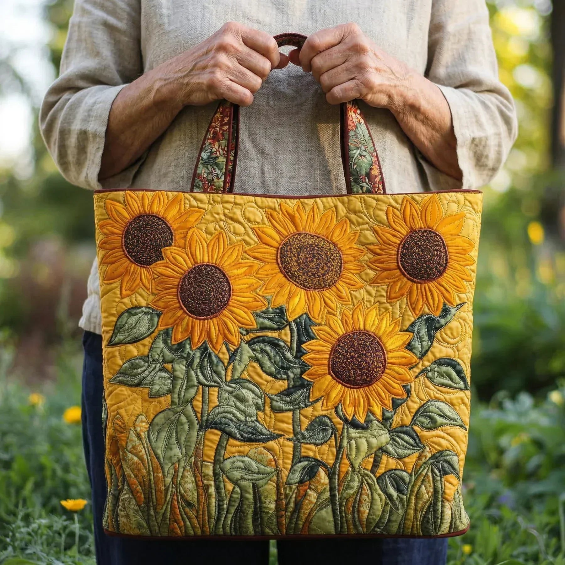 Maisy – Classic Sunflower Quilted Tote Bag