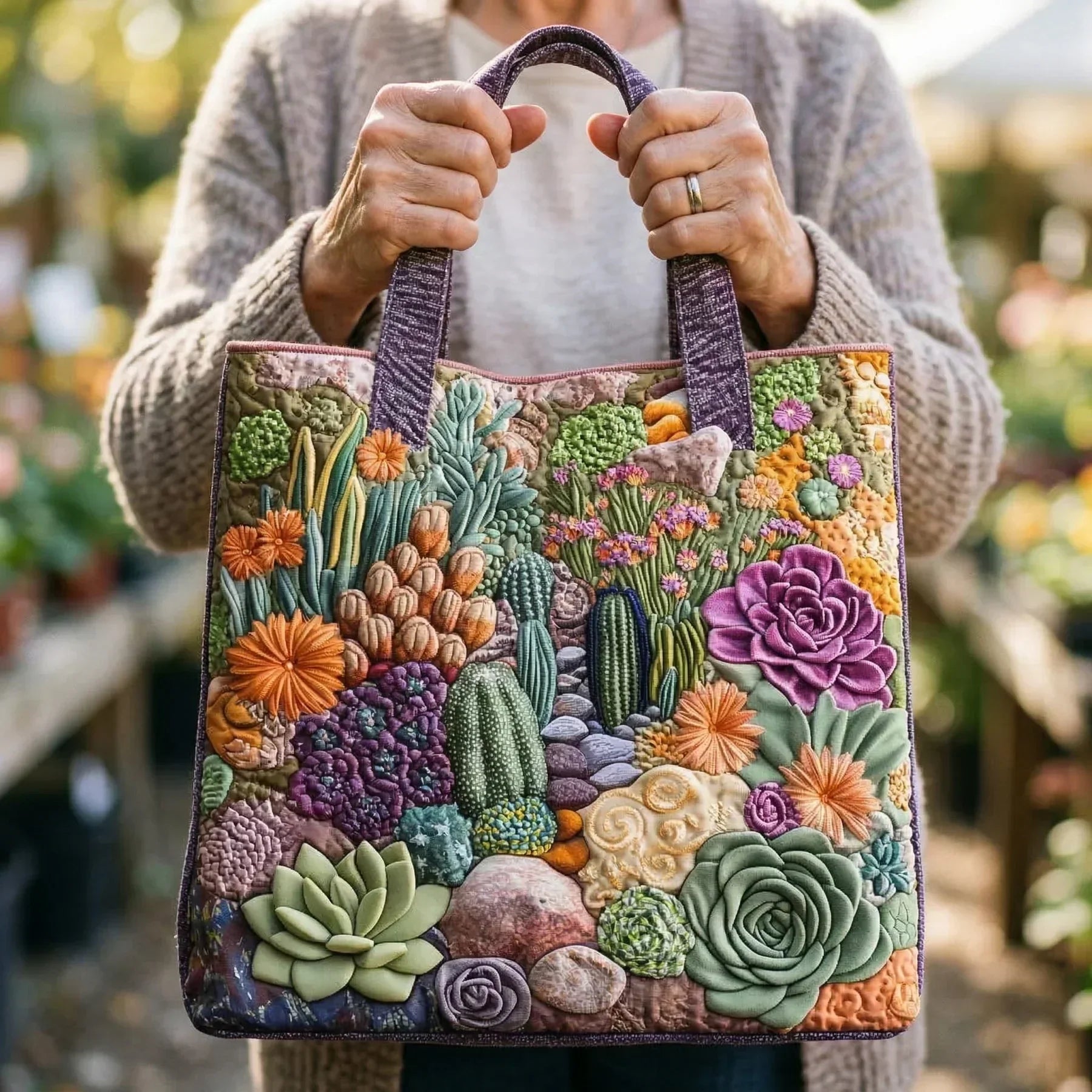 Winnie – Succulent Garden Handmade Tote Bag