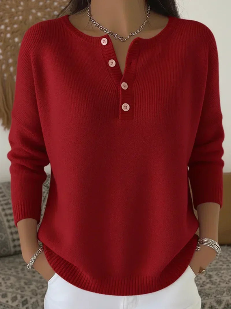 Raven – Button Henley Knit Sweater