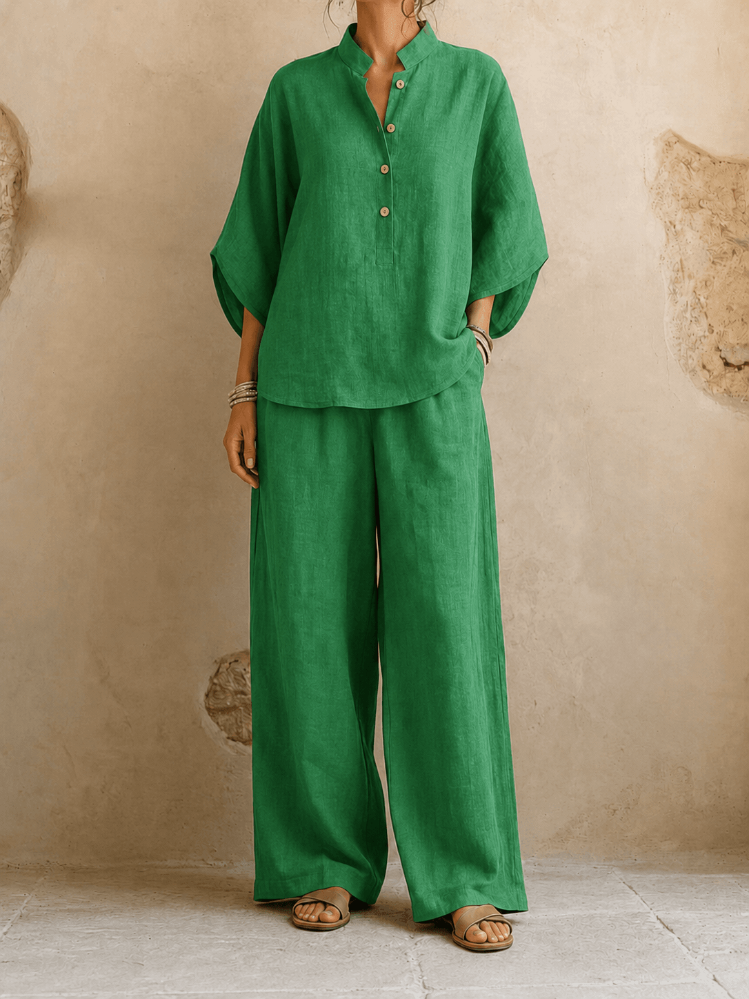 Carmen – Batwing Blouse and Wide-Leg Pants Set