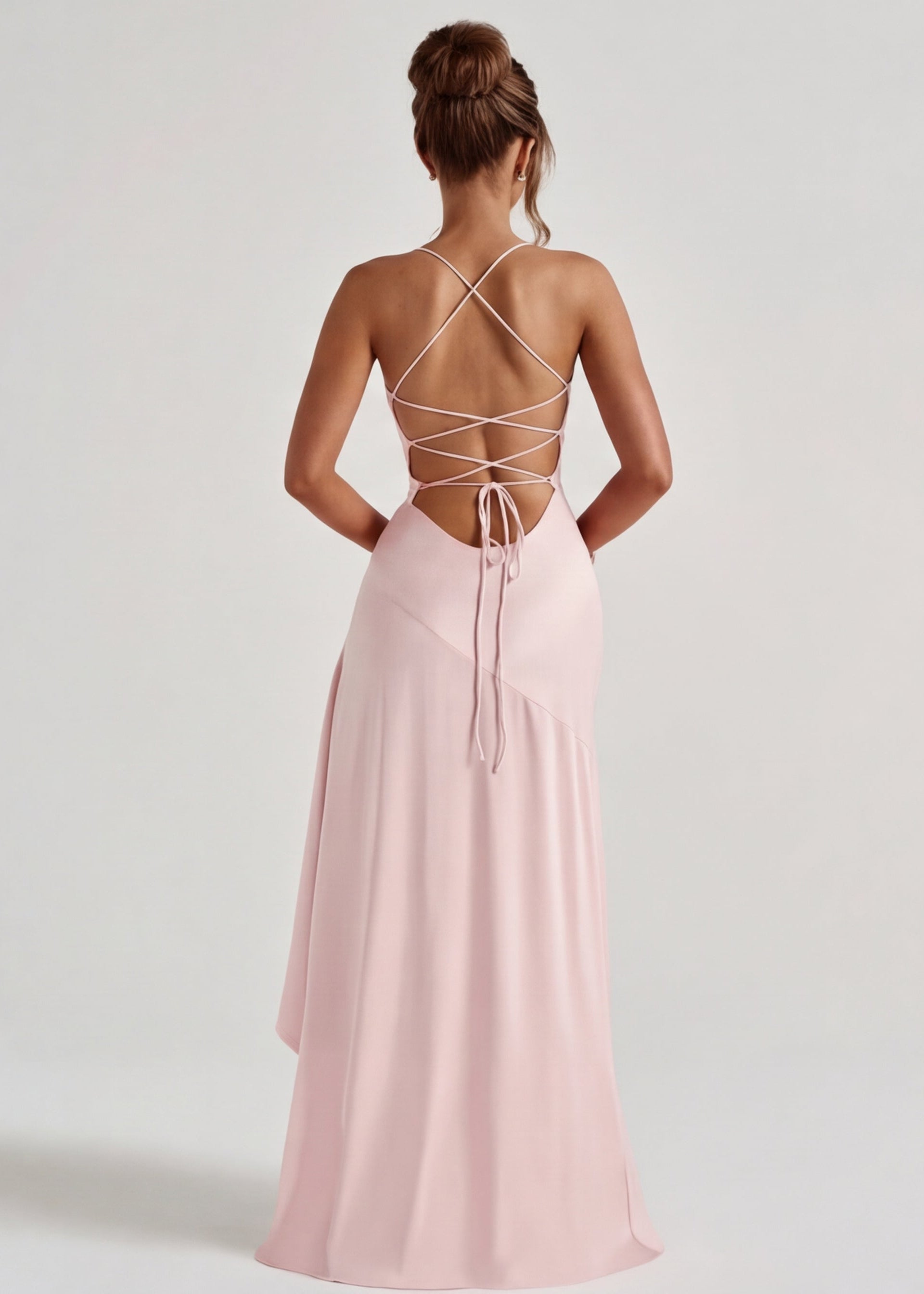 Kitty - Sculpting Satin Evening Gown With Thigh Split