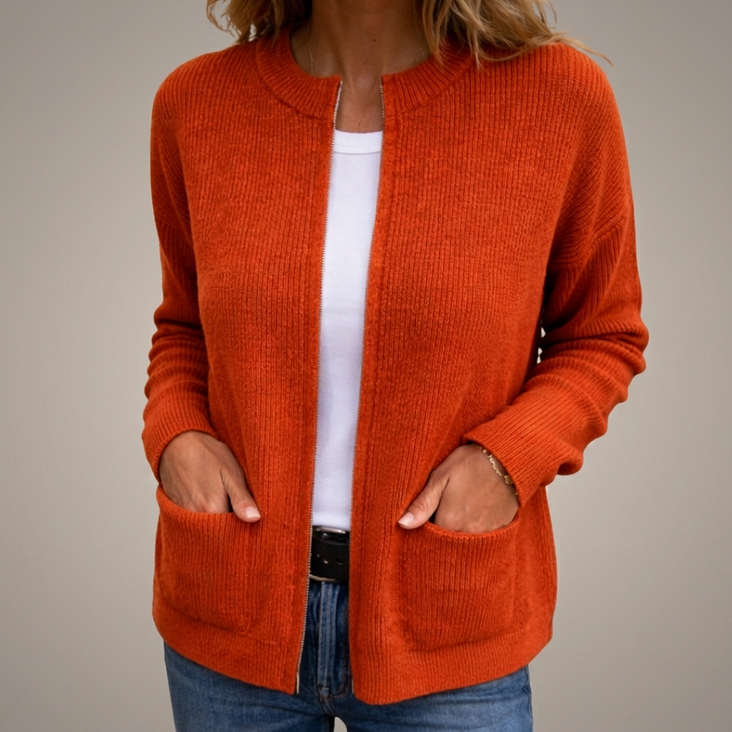 Veda - Warm Knit Zip Cardigan