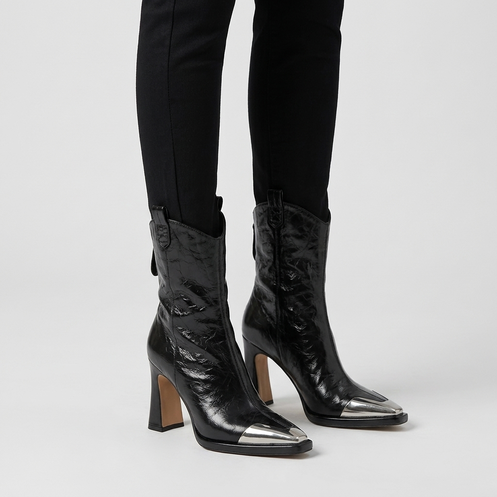 Ainara - Leather Block-Heel Ankle Boots