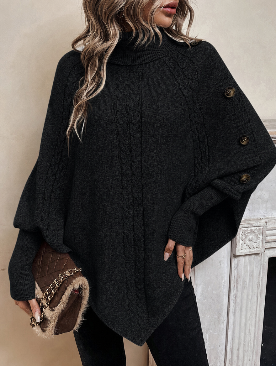 Delilah - Cable Knit Batwing Poncho Sweater