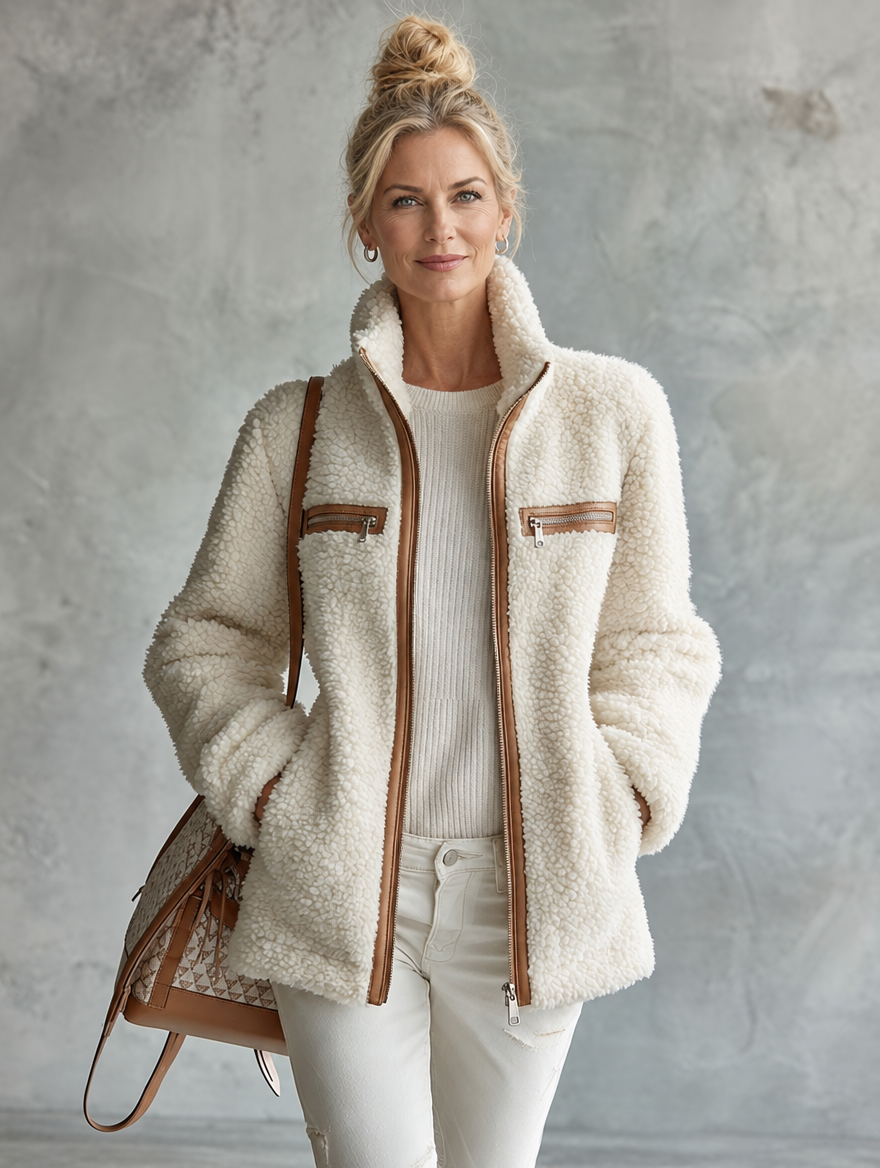 Chiara – Retro Fleece Zip-Up Jacket