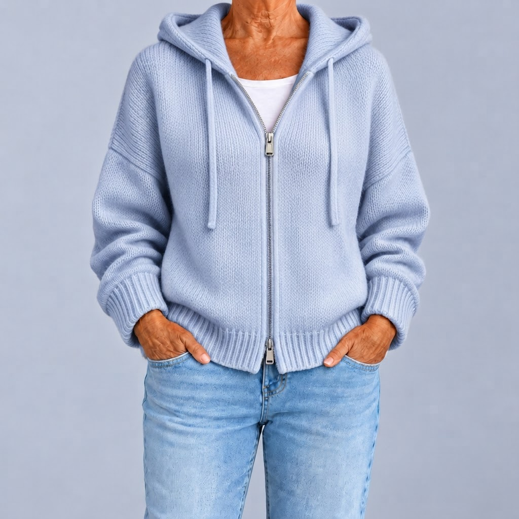 Aubrey – Zip-Up Hooded Knit Cardigan
