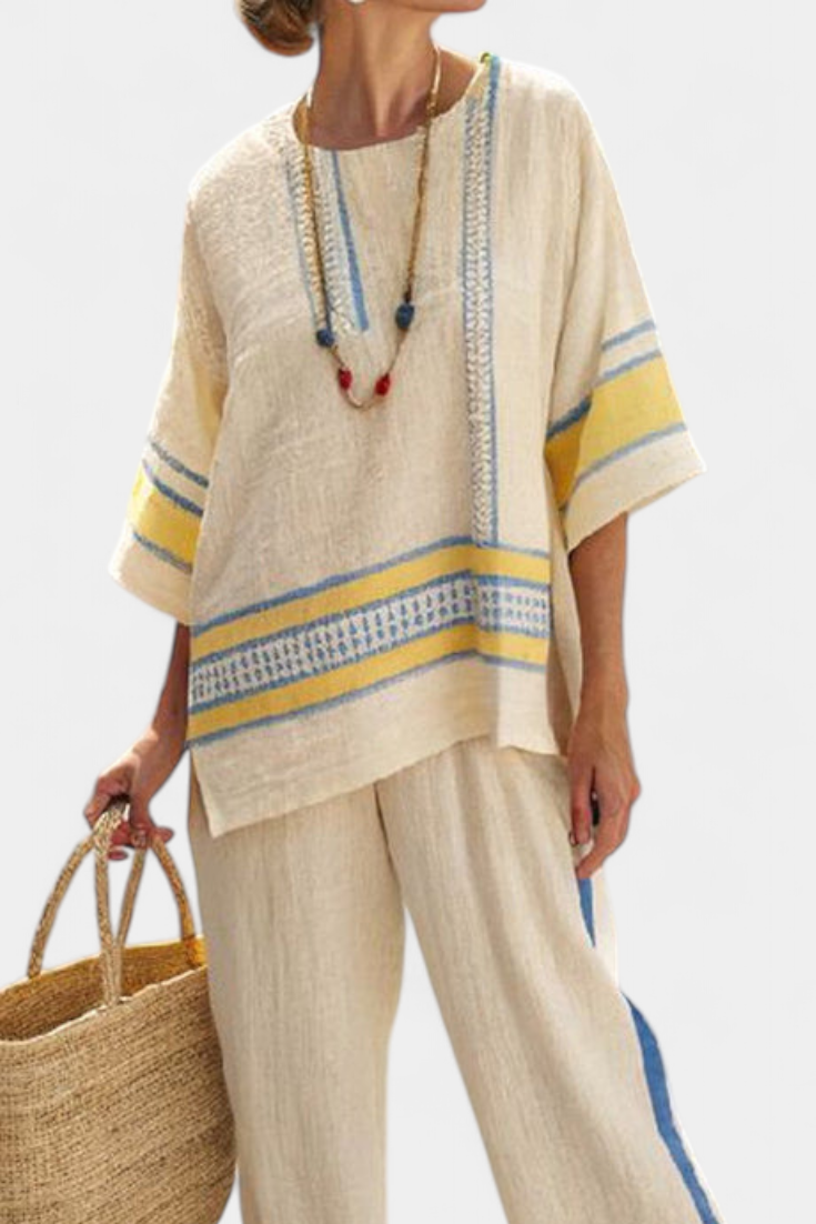 Macy – Yellow Blouse and Linen Pants
