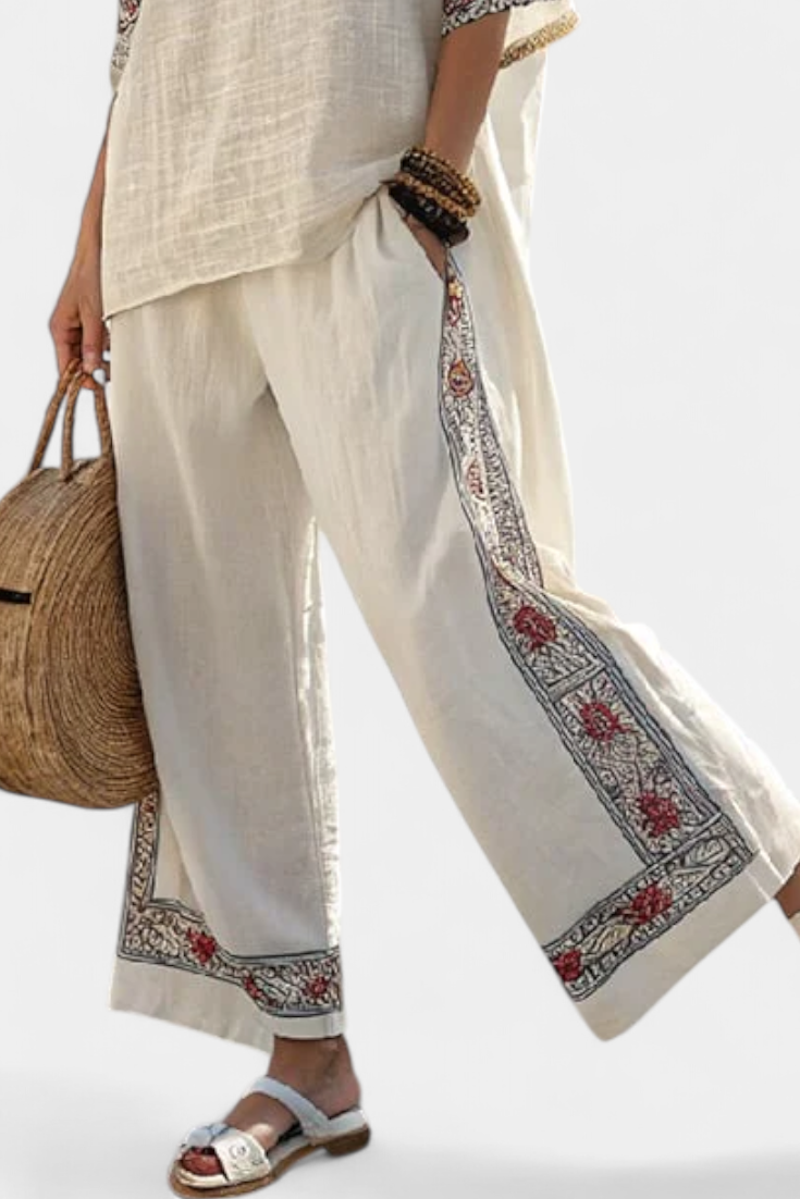 Ann – Essential Embroidered Blouse and Wide-Leg Pants
