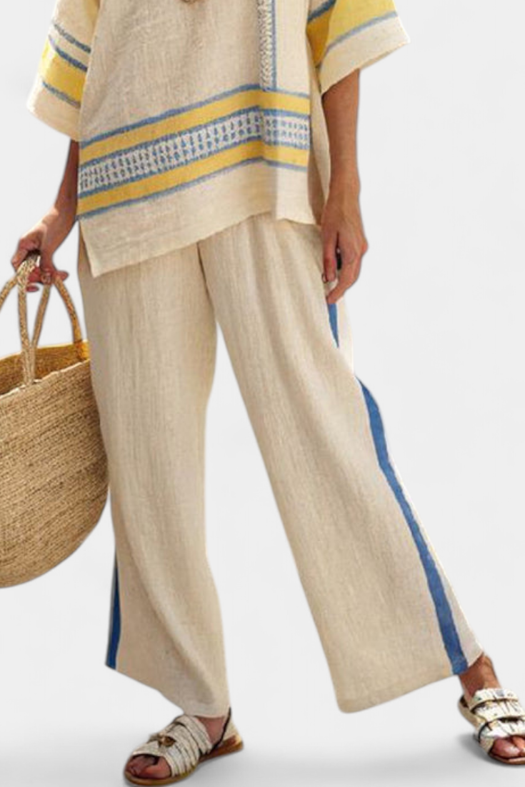 Macy – Yellow Blouse and Linen Pants