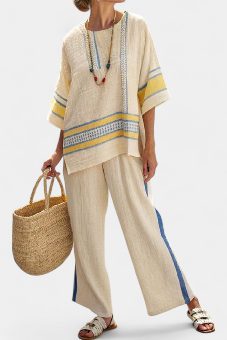 Macy – Yellow Blouse and Linen Pants