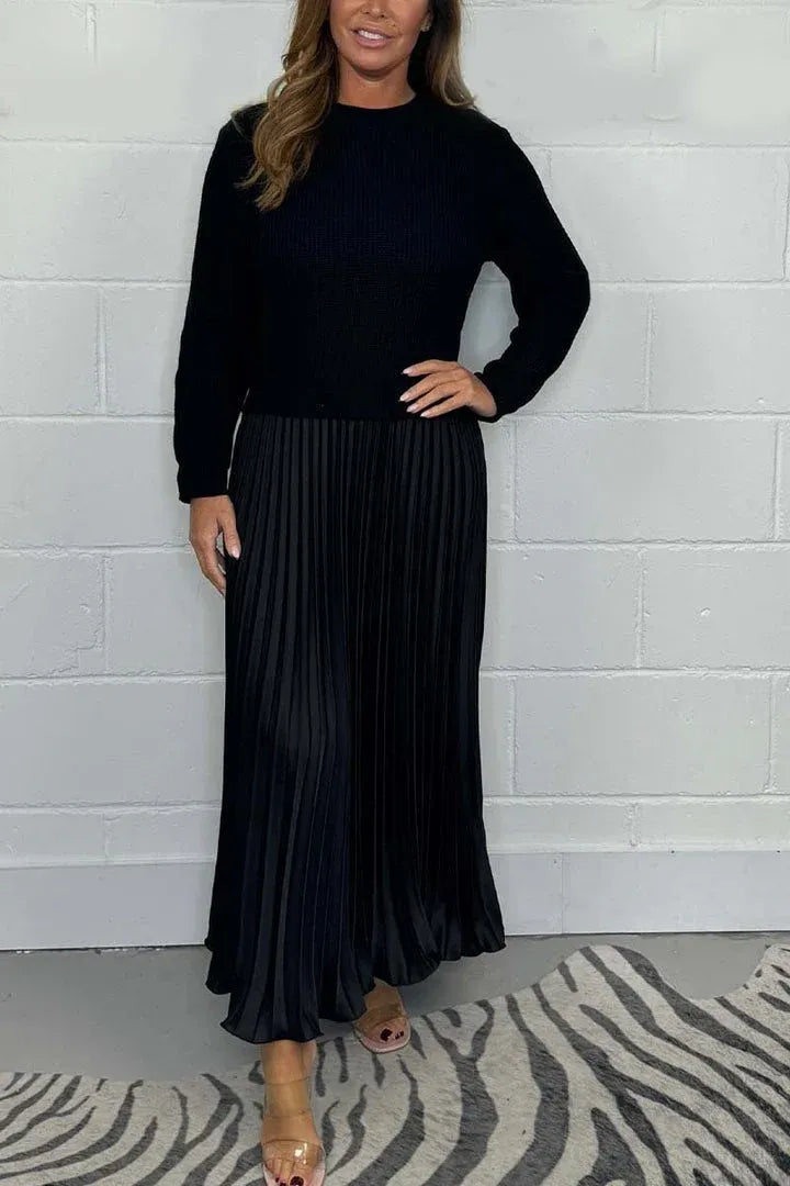 Kailey – Maxi Dress with Sweater Top and Pleated Skirt