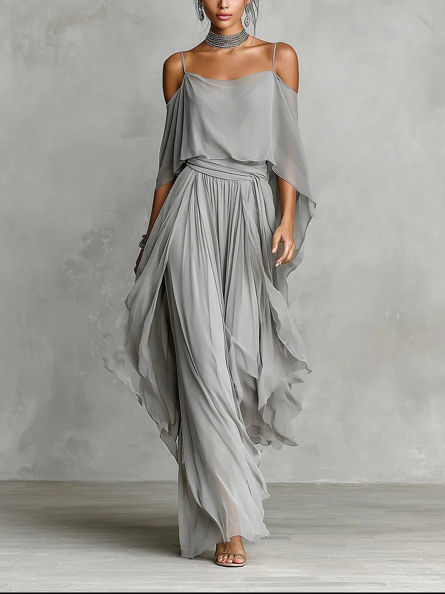 Issa - Flowing Chiffon Top and Pants Set