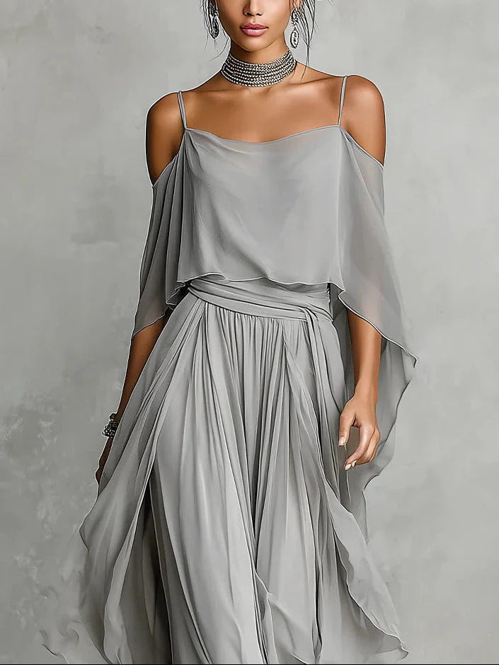 Issa - Flowing Chiffon Top and Pants Set