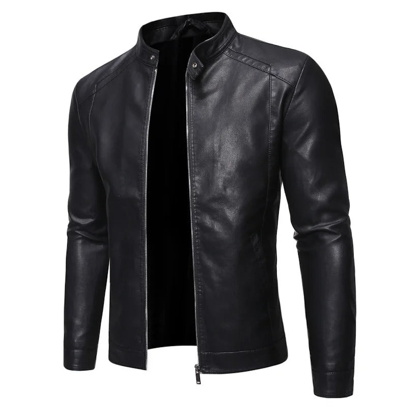 Stanley - Standing Collar Leather Jacket