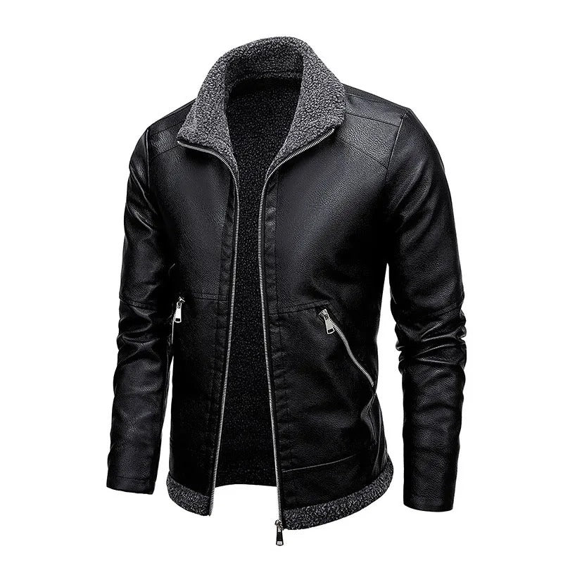 Caleb - Elegant Fleece Leather Jacket